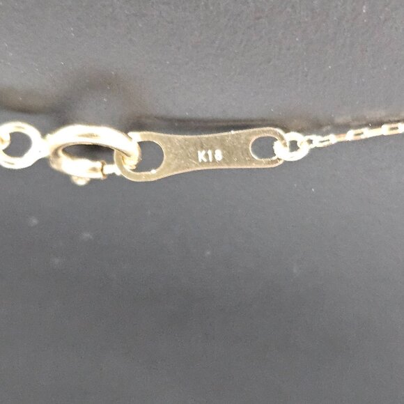 NEW Heart Station Necklace 18K Japan real Gold Stamped 40cm - Picture 4 of 7